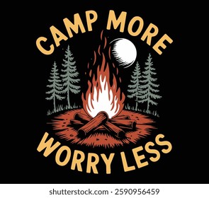 camping. Adventure vintage print design for t-shirts and others.  Camping in nature set, Camping Hiking Nature Mountain River Graphic Illustration Vector Art T-shirt Design. Camper T Shirt Design