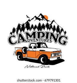 Camping Adventures vector T-shirt graphic design