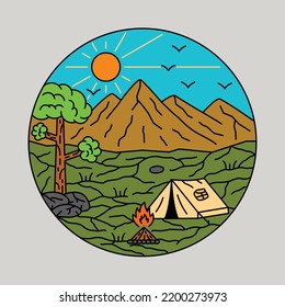 Camping alone outdoor graphic illustration vector art t-shirt design