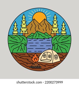 Camping alone outdoor graphic illustration vector art t-shirt design