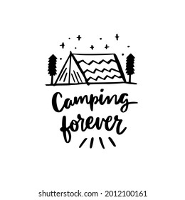 camping art illustration with unique design concept