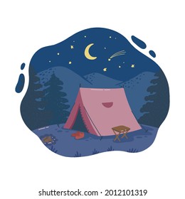 camping art illustration with unique design concept