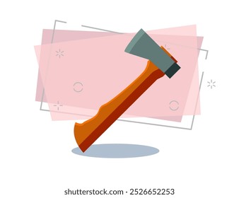 Camping axe. Firewood, wood, campfire, tool. Camping concept. Vector illustration can be used for topics like campsite, adventure travel, outdoor activity