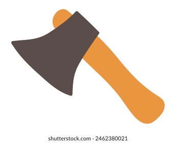 Camping axe in flat design. Trekking hatchet instrument for woodwork. Vector illustration isolated.