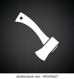 Camping axe  icon. Black background with white. Vector illustration.