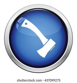 Camping axe  icon. Glossy button design. Vector illustration.