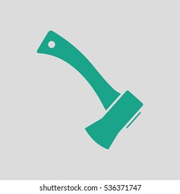 Camping axe  icon. Gray background with green. Vector illustration.