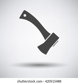 Camping axe  icon on gray background with round shadow. Vector illustration.