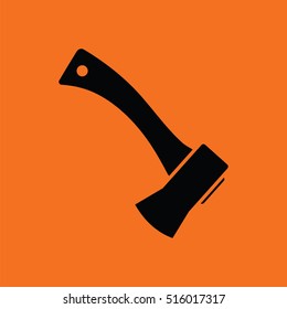 Camping axe  icon. Orange background with black. Vector illustration.