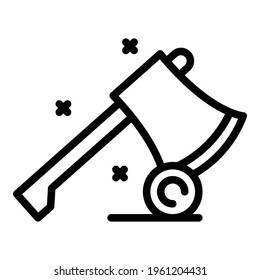 Icono de hacha de camping. Esquema Icono de vector de hacha de camping para diseño web aislado en fondo blanco