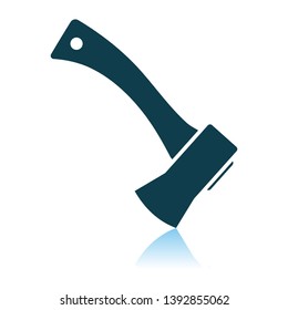 Icono de hacha de acampada. Diseño de reflexión de sombra. Ilustración vectorial.