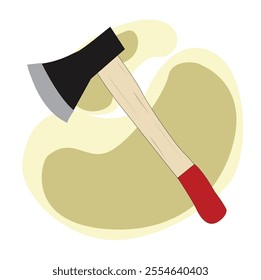 Camping axe tool. Wooden axe