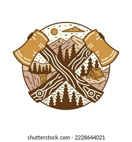 Camping axes graphic illustration vector art t-shirt design