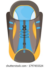Camping backpack in cartoon style. Modern travel bag.