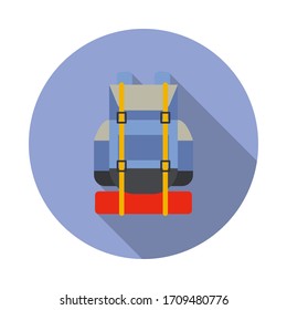 camping backpack colored illustration long shadow icon. Simple color vector of Camping icons for ui and ux, website or mobile application