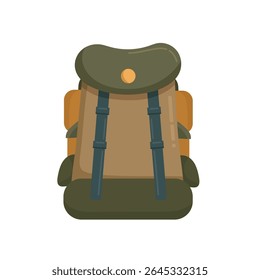 Mochila de acampamento, Viagem à floresta. Clipart de vetor plano, ilustração com plano de fundo isolado.