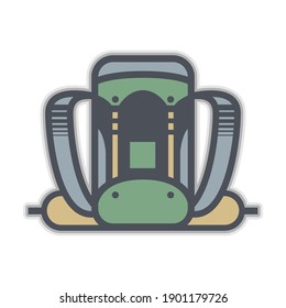 Camping backpack icon or sign, abstract vector illustration