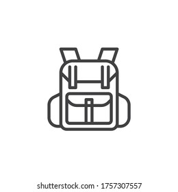 Camping backpack line icon. linear style sign for mobile concept and web design. Tourist backpack outline vector icon. Symbol, logo illustration. Vector graphics