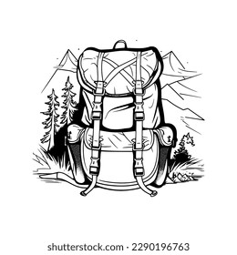 Camping backpack on a white background. Vector illustration