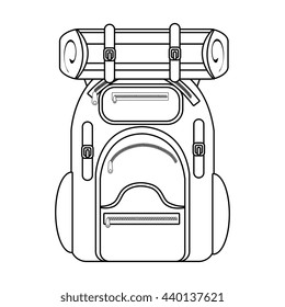 camping backpack over isolated background, vector illustration