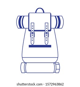 camping backpack with sleeping bags icon over white background, vector illustration