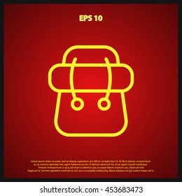 camping backpack thin line icon