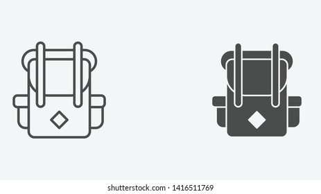 Camping backpack vector icon sign symbol