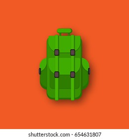 Camping backpack. Vector illustration, flat, cartoon