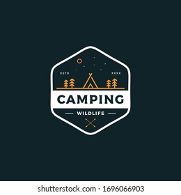 Camping badge logo design vector illustration