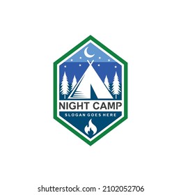 Camping badge logo design vector