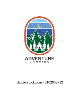 Camping badge logo design vector