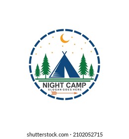 Camping badge logo design vector