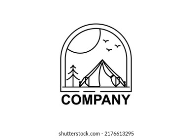 Camping badge logo design vector illustration
