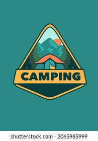 ilustración vectorial del logotipo de la placa de camping