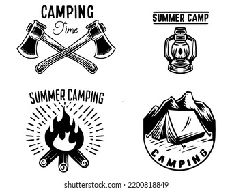 Camping-Button, Vektorkunst, Symbolgrafik-Design