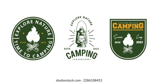 Camping badges, labels, logos and design elements