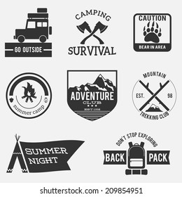 camping badges,premium adventure set,vintage design