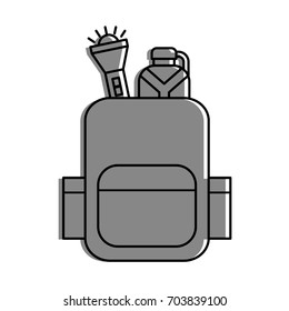 camping bag with canteen and lantern