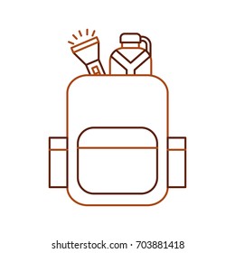 camping bag with canteen and lantern