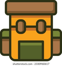 Camping Bag Color Line Icon - Single Icon, Vector