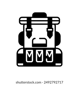 Icono de glifo de bolso de camping, Ilustración vectorial