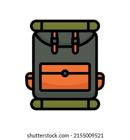 Vector de icono de bolsos de camping. Bolsa, camping. Estilo de icono de línea relleno. diseño simple editable. Diseño de una ilustración sencilla