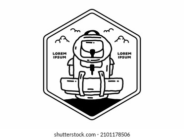 Camping bag line art illustration design