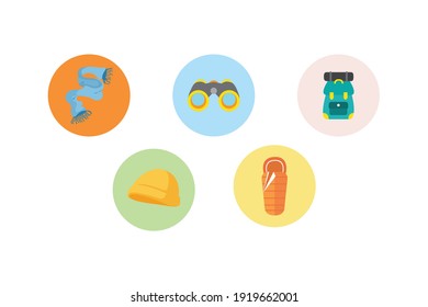 Camping Bag Mountain Icon Bundle