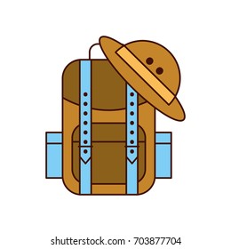 camping bag with safari hat