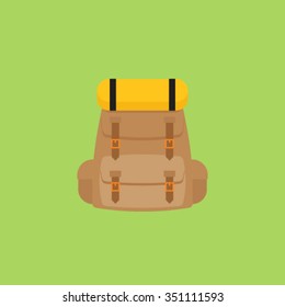 Camping Bag And Yellow Sleeping Bag