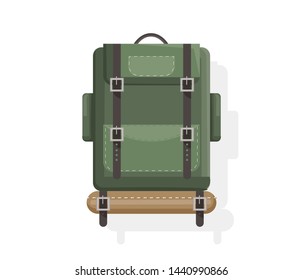 Camping bags isolated Vector flat style. Icon template activity sport luggage