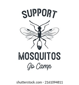 Camping banner with mosquito illustration