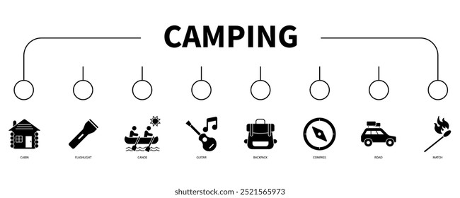 Camping banner web icon vector illustration concept