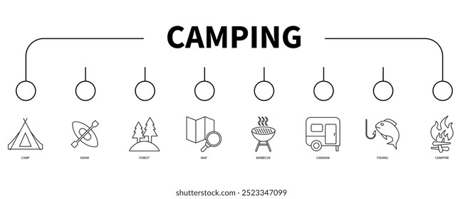Camping banner web icon vector illustration concept
